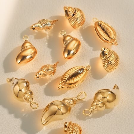1 Piece Marine Series Simple Conch Shape Stainless Steel Gold Color Women's Pendants 2