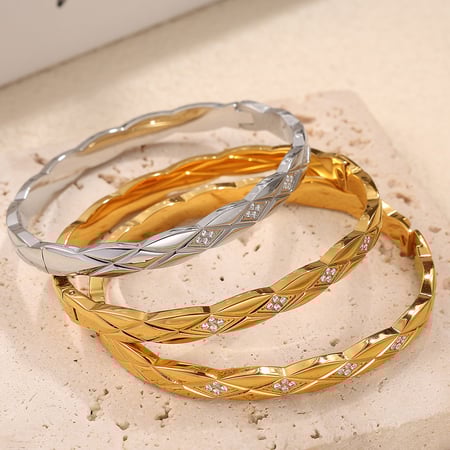 Bracelet pour femme, série simple, style rétro géométrique, en acier inoxydable, couleur or, strass 2