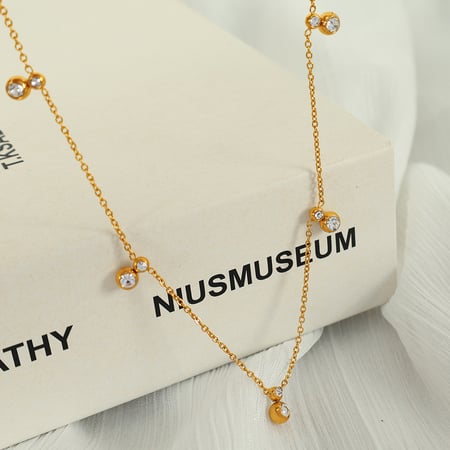 1 piece simple series simple geometric stainless steel  gold plated rhinestone women pendant necklaces