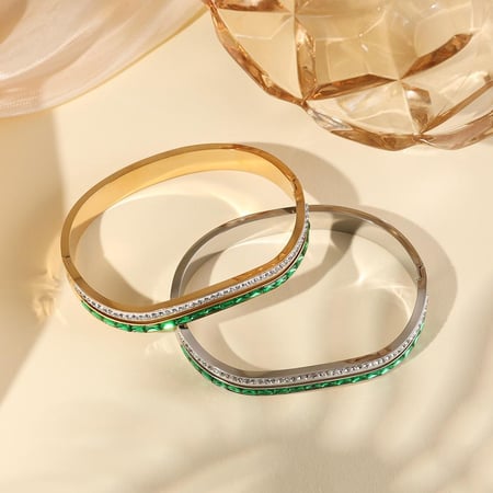 1 Piece Sophisticated Series Retro Strip Double-layers Stainless Steel Gold Color Women's Bangles 2
