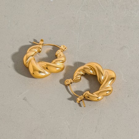 1 paar classic series  ringvormige roestvrijstalen gouden damescreolen 2