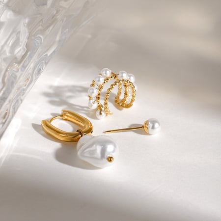 1 Pair Classic Series Exquisite Irregular Shape Stainless Steel Gold Color Women's Earrings Set
