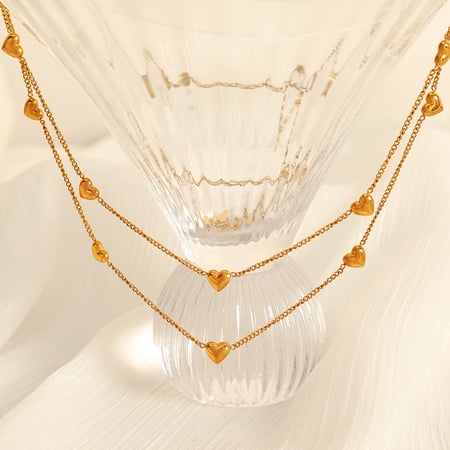 1 piece romantic series classic heart titanium steel  gold color plated women's pendant necklaces 2