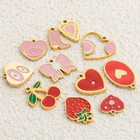 1 paire de pendentifs pour femme en acier inoxydable plaqué or , série romantique, motif plante douce 2