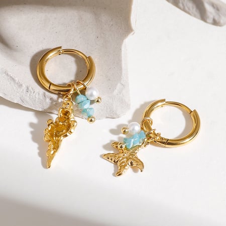1 Paar Oceanic Edelstahl-Tropfenohrringe in Goldfarbe