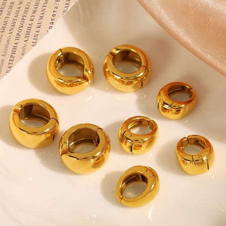 1 Pair Minimalist Series Classic Solid Color Round Stainless Steel Gold Color Women's Clip-on Earrings 2