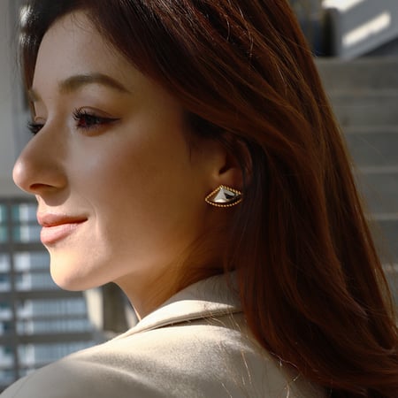 1 Pair Retro Geometric Stainless Steel Gold Color  Women's Stud Earrings