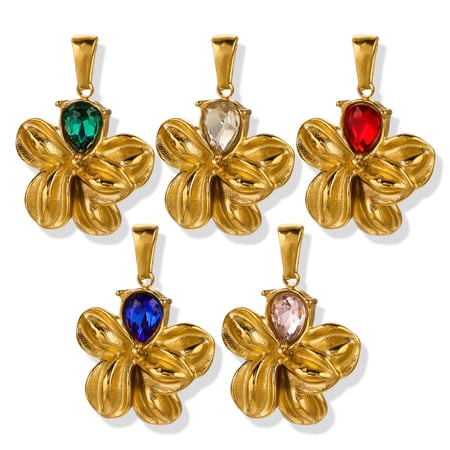 1 Piece Classic Series Fashionable Flower Stainless Steel Gold Color Women's Pendants 2