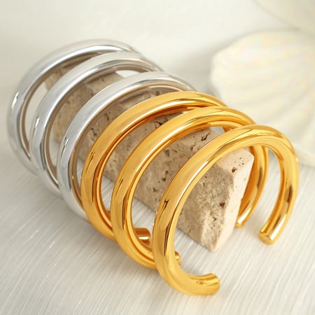 1 piece simple series classic solid color stainless steel  gold plated women bangles 2