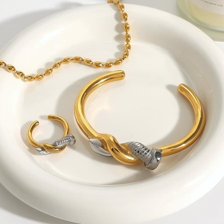 1 Piece Designable Series Original Nail Knot Mixed Color Stainless Steel Gold & Silver Color Women's Bangles 2