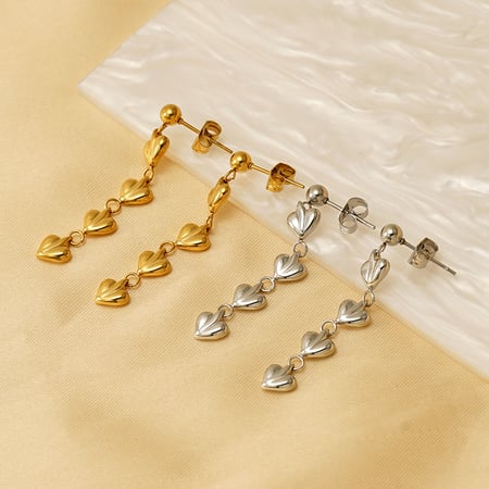 1 pair simple series classic tassel stainless steel  gold plated women drop earrings 2