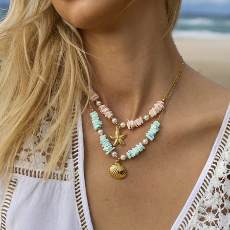 1 piece simple series vacation turtle stainless steel  gold plated shell women pendant necklaces 2