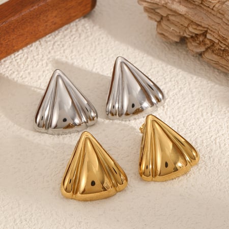 1 paire de boucles d'oreilles à tige géométriques en acier inoxydable couleur or pour femme, série Simple Ins 2