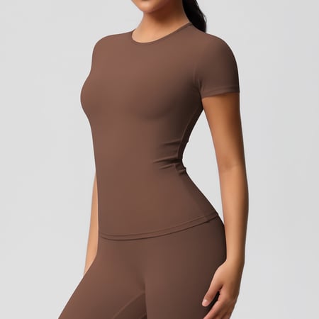 1 Piece Solid Color Skinny Athletic Cycling Yoga T-Shirt Women’s Sport Cloth 2