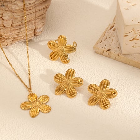 1 paar simple series  style blume edelstahl gold farbe unisex ohrstecker 2