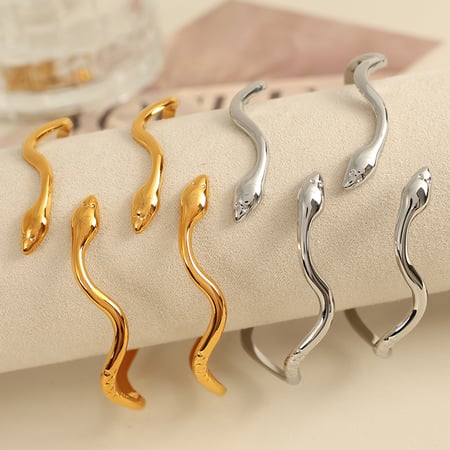 1 piece simple series punk animal stainless steel  gold plated women bangles 2