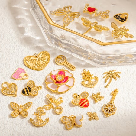 1 Pair Romantic Series Chic Butterfly Stainless Steel Gold Color DIY Women's Pendants 2