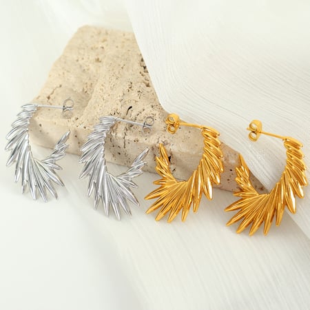 1 pair simple series retro geometric stainless steel  gold plated women hoop earrings