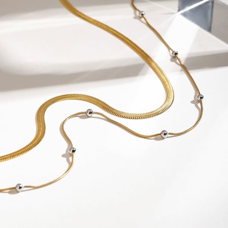 1 stück simple series  style kette edelstahl goldfarben damen layered halsketten 2