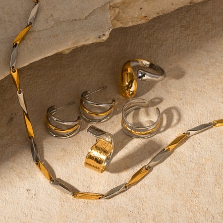 french niche design geometric new titanium steel earrings gold and silver color matching titanium steel smooth three-line jewelry for women 2