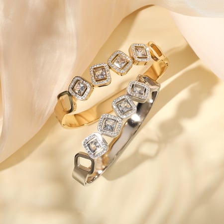 1 stuk luxe serie elegante geometrische roestvrij stalen goudkleurige damesarmbanden 2