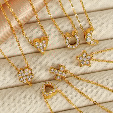 1 piece simple series simple geometric stainless steel  gold plated rhinestone women pendant necklaces 2