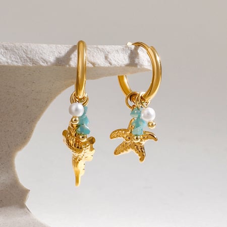 1 Paar Oceanic Edelstahl-Tropfenohrringe in Goldfarbe 2