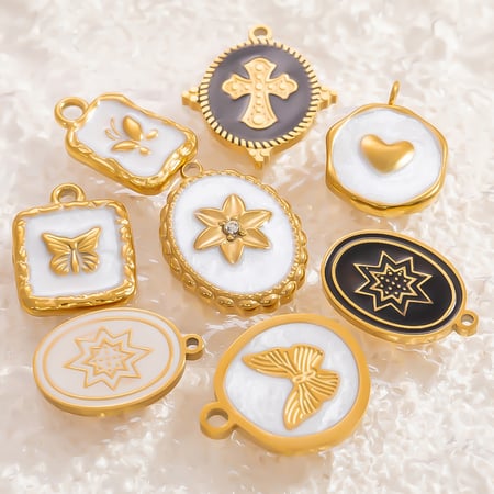 1 Piece Classic Series Retro Bow Knot Pattern Oil- Glazing Stainless Steel Gold Color Women's Pendants 2