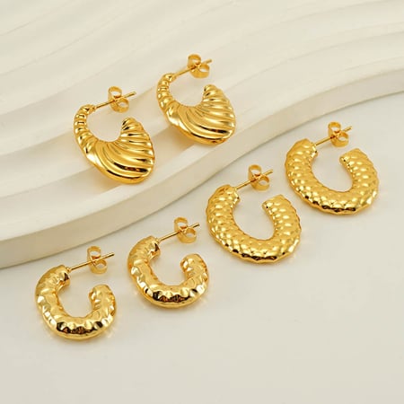 1 pair simple series simple geometric  gold plated women stud earrings 2