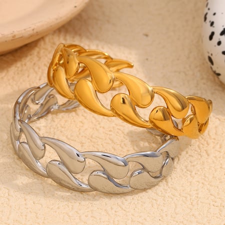 1 Piece Luxurious Series Simple Twist Stainless Steel   Gold Color  Women's Bangles 2