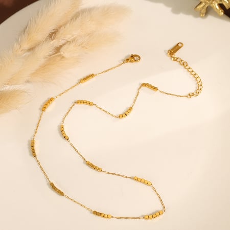 1 Piece Simple Series Minimalist Solid Color Cubic Titanium Steel Gold Color Women's Chain Necklaces