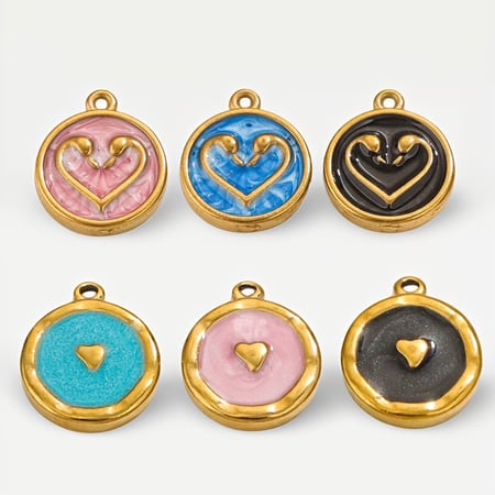1 paire de pendentifs rétro en forme de cœur pour femme, série simple, plaqués or  2
