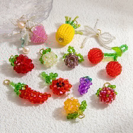 1 Piece Romantic Series Sweet Casual Fruit Glass Woven DIY Women's Pendants 2
