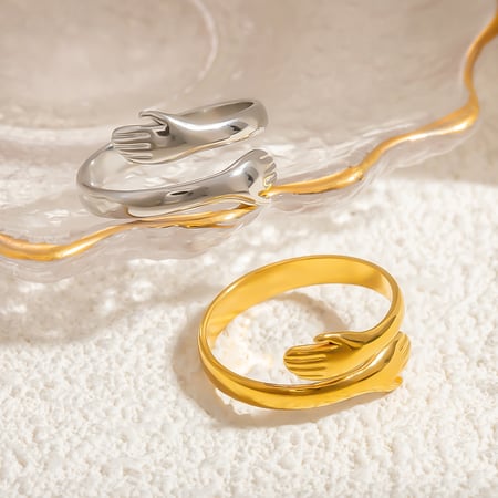 bague ajustable pour femme, série romantique, simple, en acier inoxydable, couleur or 2