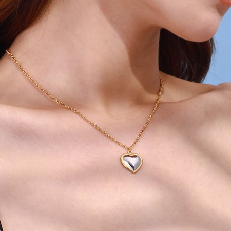 1 Piece Romantic Series Sweet Heart Stainless Steel Gold and Silver Color Women's Pendant Necklaces