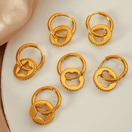 1 pair simple series simple heart stainless steel  gold plated women drop earrings 2