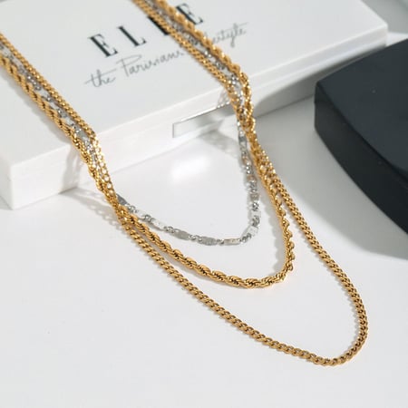1 stück simple series  linie edelstahl gold farbe damen layered halsketten 2