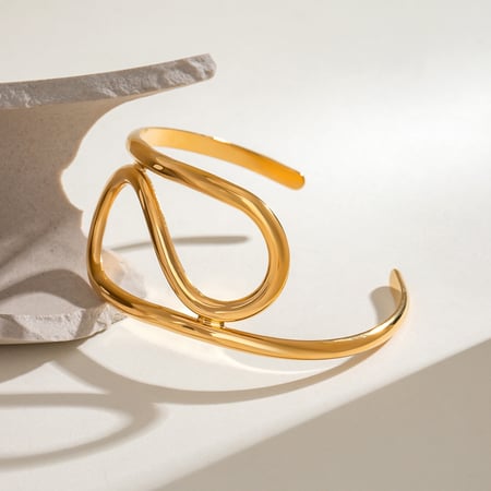 1 stuk eenvoudige serie eenvoudige ringvormige roestvrijstalen  vergulde damesarmbanden