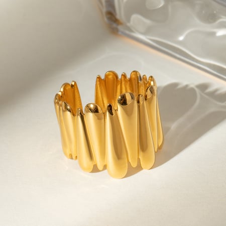 1 Piece Retro Stainless Steel Gold Colored Statement Ring