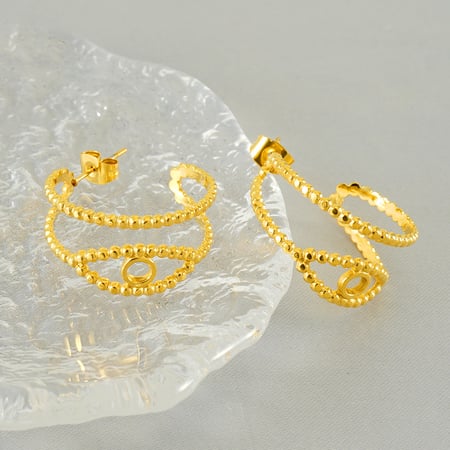 1 pair simple series daily geometric titanium steel  gold plated women hoop earrings