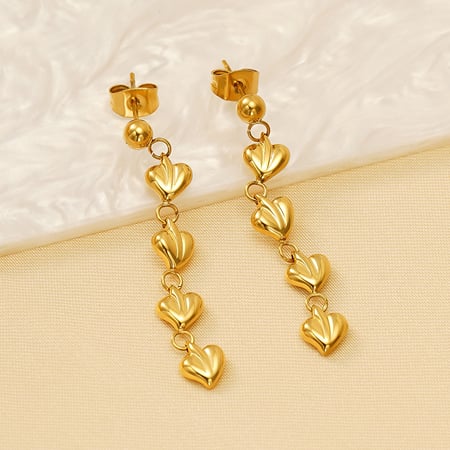 1 pair simple series classic tassel stainless steel  gold plated women drop earrings