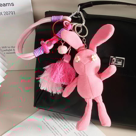 1 Piece Vivid Series Stylish Cute Pink Rabbit Doll Rayon Women's Bag Charms 2