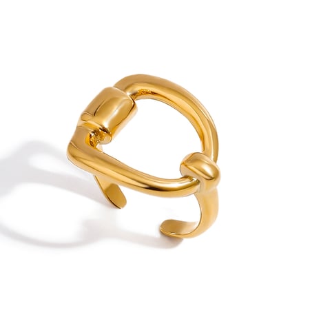 1 Piece Minimalist Series Chic Irregular Shape Stainless Steel Gold Color Women's Adjustable Rings