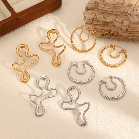1 paar simple series  style ring edelstahl gold farbe damen ohrstecker 2