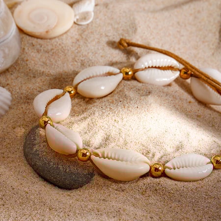 1 stuk Simple Series Vacation Turtle roestvrij staal goudkleurige schelp dames enkelbandjes 2
