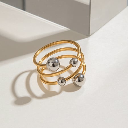 1 paar Simple Series Personality Line roestvrij staal vergulde dames enkele ringen