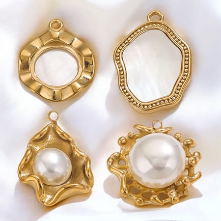 1 par de colgantes geométricos retro de la serie clásica chapados en oro de 18 quilates para mujer 2