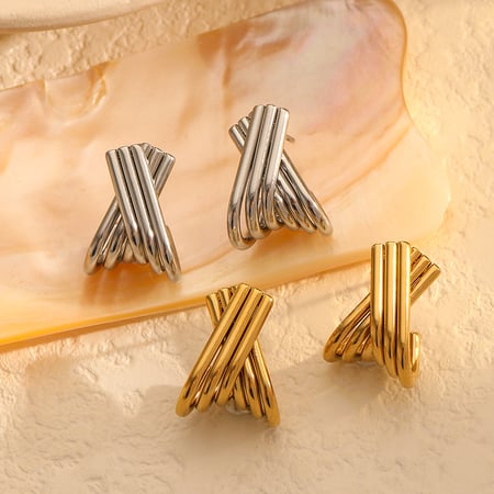1 pair  style patchwork  gold plated stud earrings