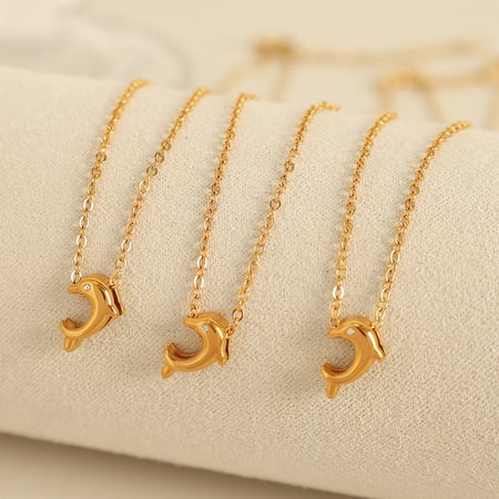 1 Piece Simple Series Natural Animal Titanium Steel   Gold Color  Women's Pendant Necklaces 2