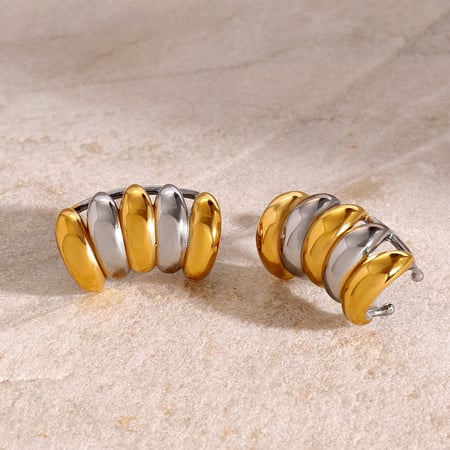 1 paar simple series retro geometrische edelstahl  vergoldet damen ohrstecker 2